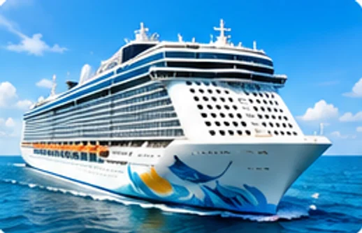 A large cruise ship sailing on blue water.